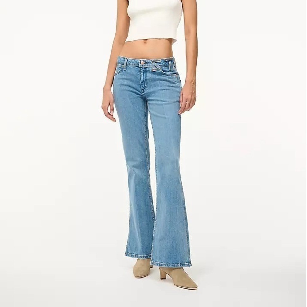 NWT Wrangler x Staud The Bikini Jean Low Rise Flare Side Slit Denim Size 25x32